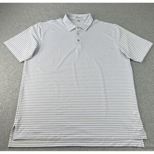 Peter Millar White and Blue Striped Polo Shirt